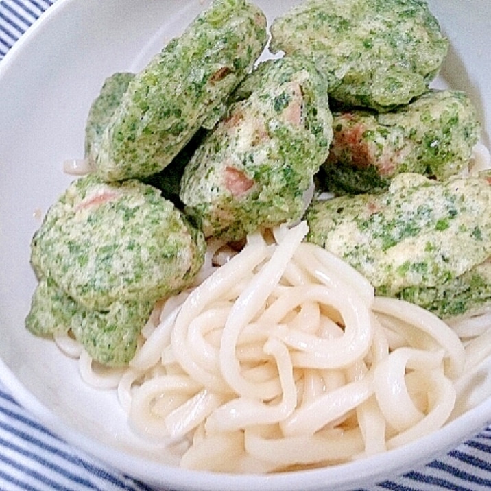 魚肉ソーセージの磯辺揚げうどん